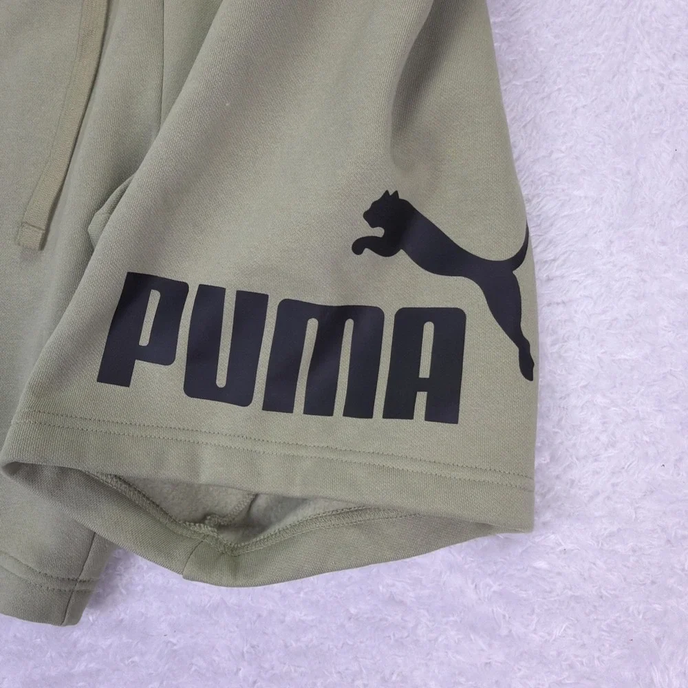 Puma Mens‎ Medium Heavyweight Sage Green Shorts 9.5in Inseam Pockets Drawstring